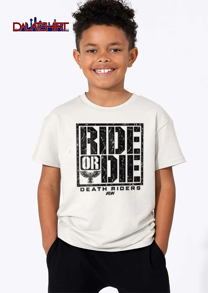 AEW Ride OR DIE Death Riders distressed text winged owl logo shirt