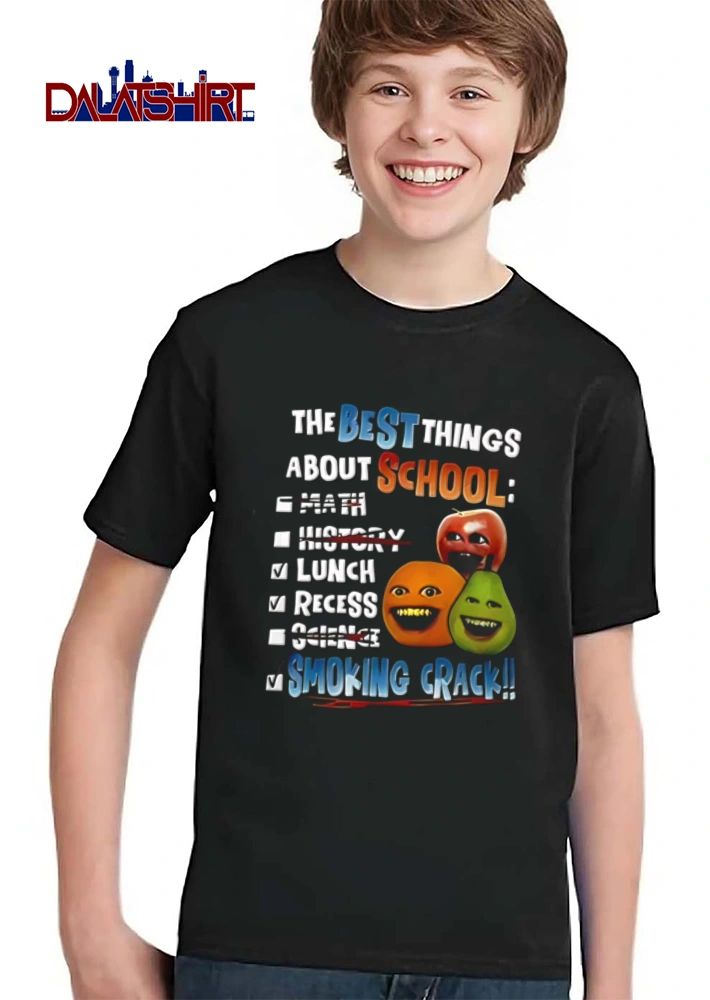 The Best Things About School Smoking Crack anthropomorphic fruit characters smiling faces shirt