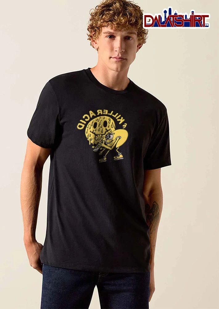 Killer Acid yellow melting smiley spray painting shirt