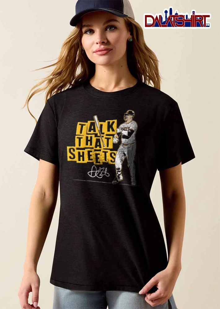 San Diego Padres Fernando Tatis Jr Talk That Sheets baseball player pointing bat illustration 23 shirt