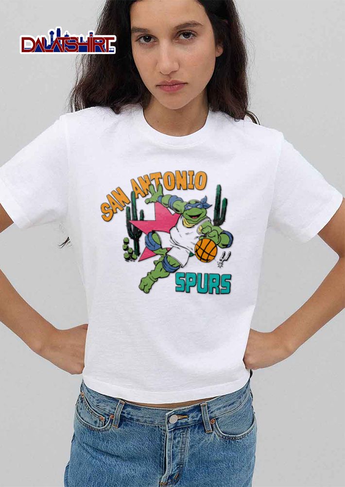 San Antonio Spurs NBA Cartoon Ninja Turtle Dribbling Basketball Cacti shirt