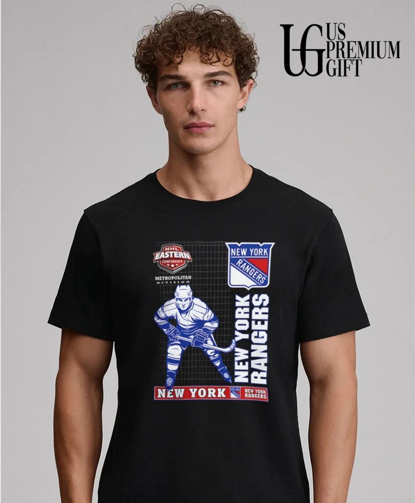 New York Rangers NHL hockey player skating holding stick shirt