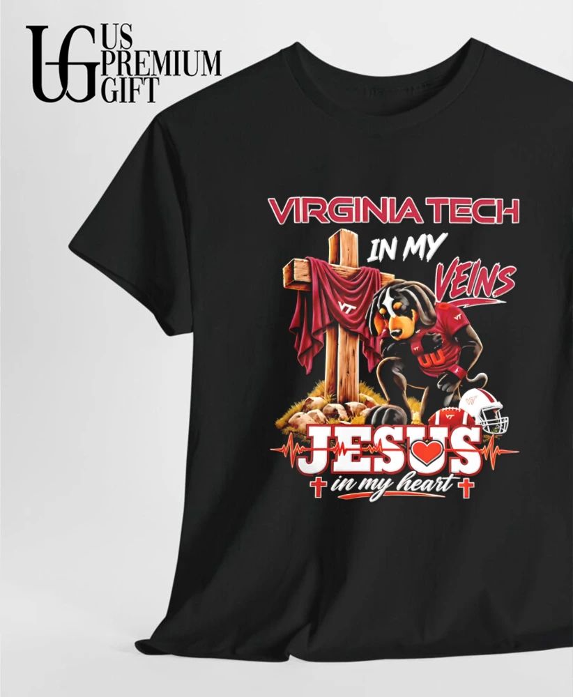 Virginia Tech Hokies Dog In My Veins Jesus In My Heart Faith Football mascot shirt