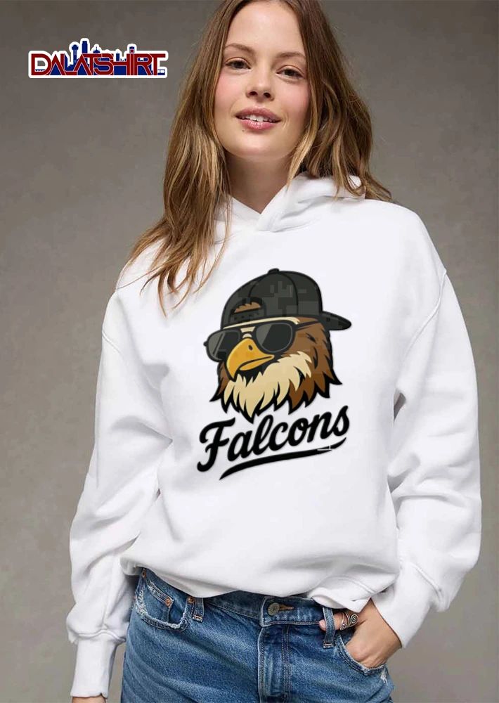 Atlanta Falcons eagle wearing sunglasses baseball cap shirt
