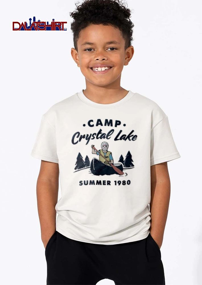 Camp Crystal Lake hockey masked man canoeing trees shirt