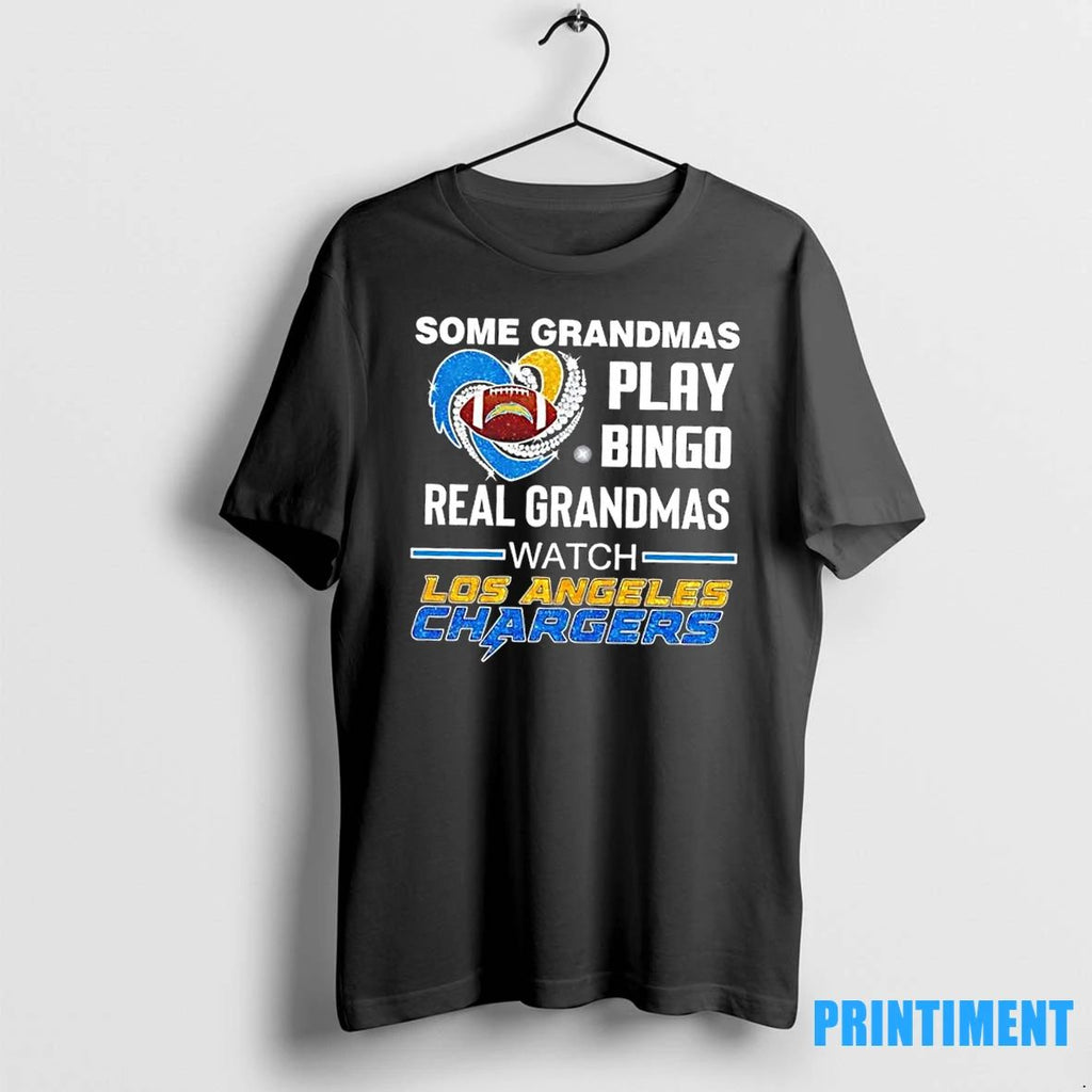 Some Grandmas Play Bingo Real Grandmas Watch Los Angeles Chargers Football Diamond Heart Tshirts Sweater