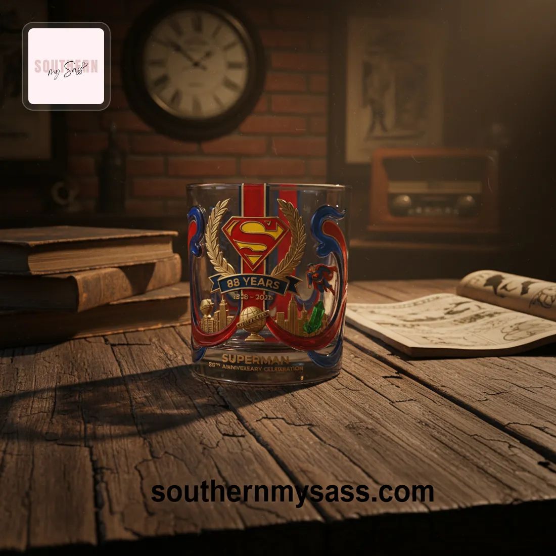 Superman 88th Anniversary Commemorative Whiskey Glass