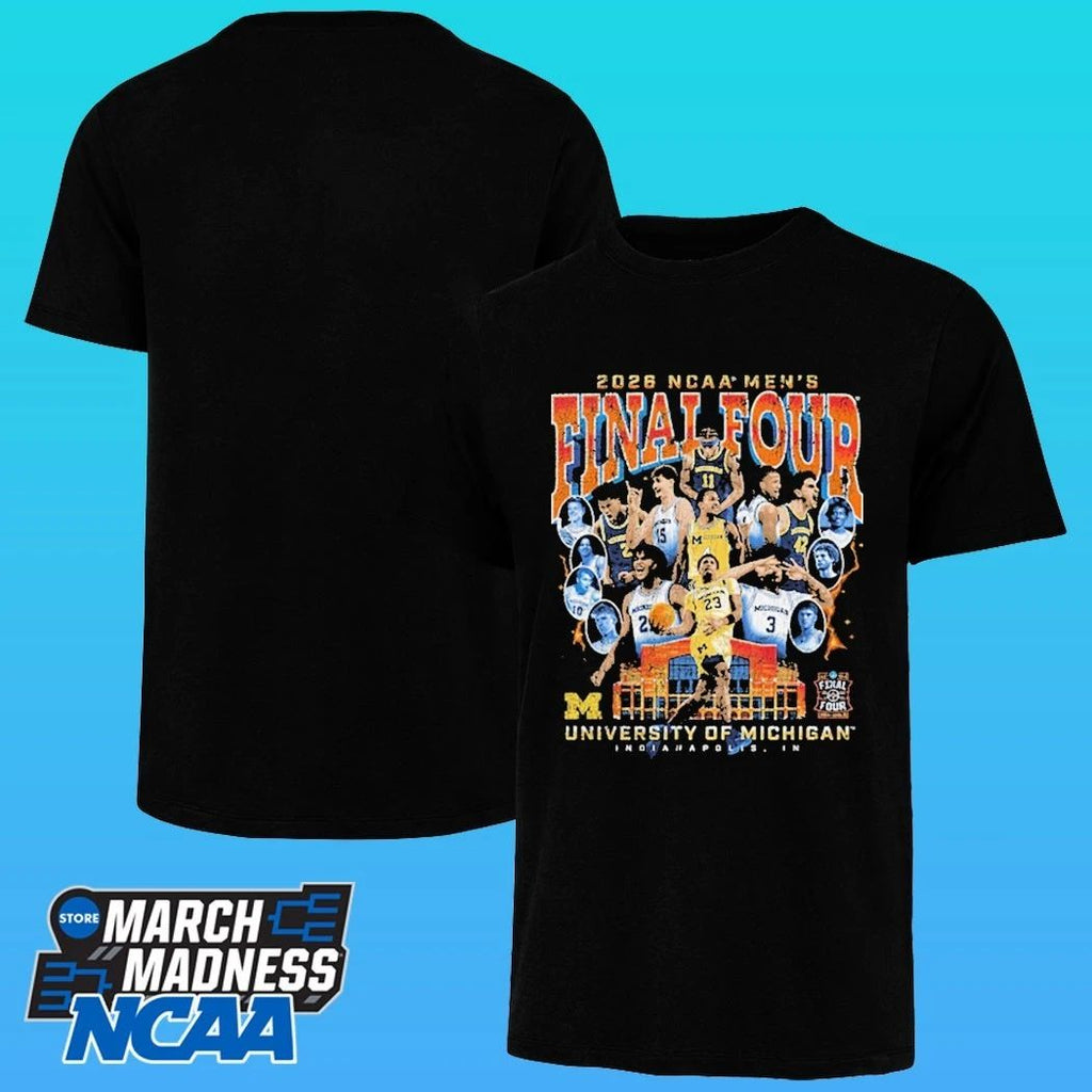 Michigan Wolverines Men’s Basketball Campus Ink 2026 Final Four Team Shirt