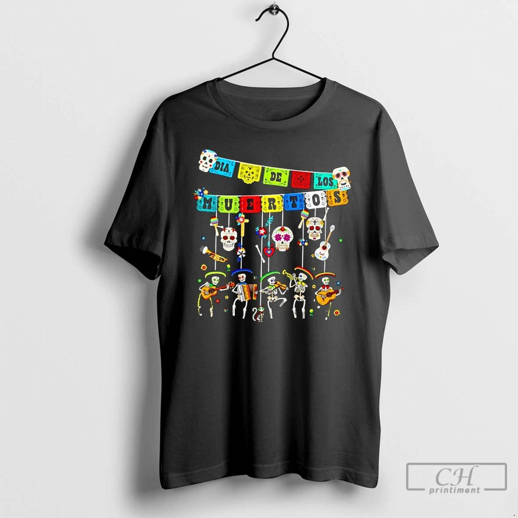 Classic Dia De Los Muertos Hanging Skulls And Mariachi T Shirts Hoodie Longsleeve