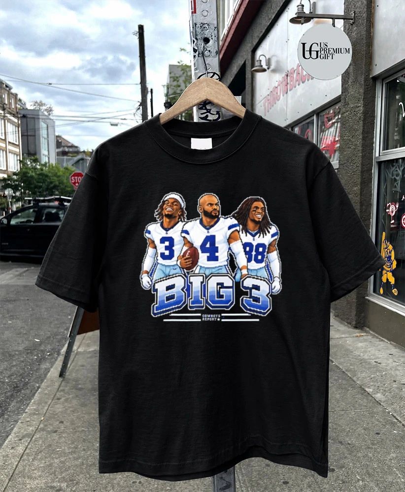 Big 3 Dak Prescott CeeDee Lamb and Micah Parsons Dallas Cowboys 8 bit shirt