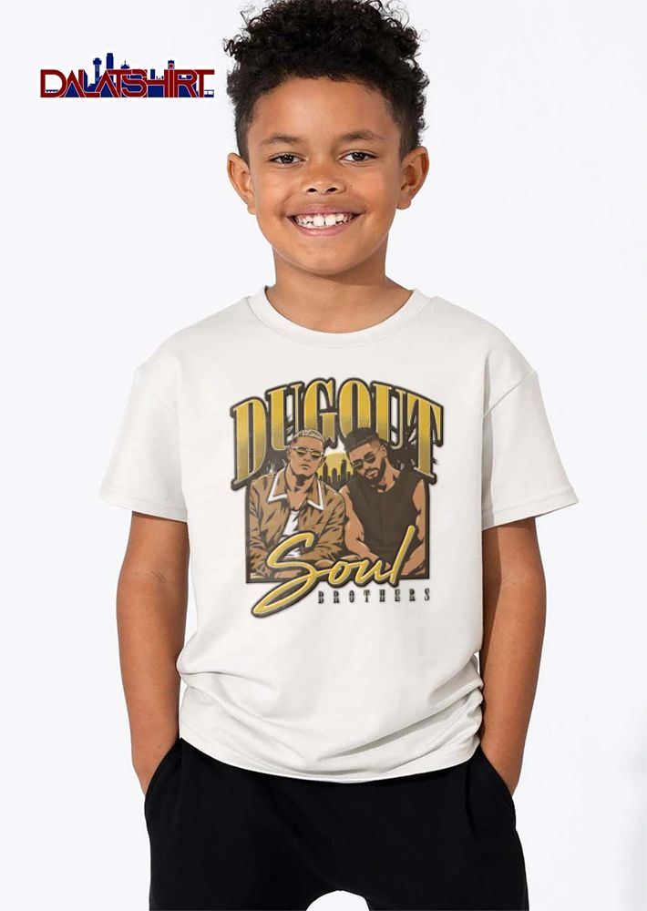Dugout Soul Brothers two men wearing sunglasses city skyline shirt