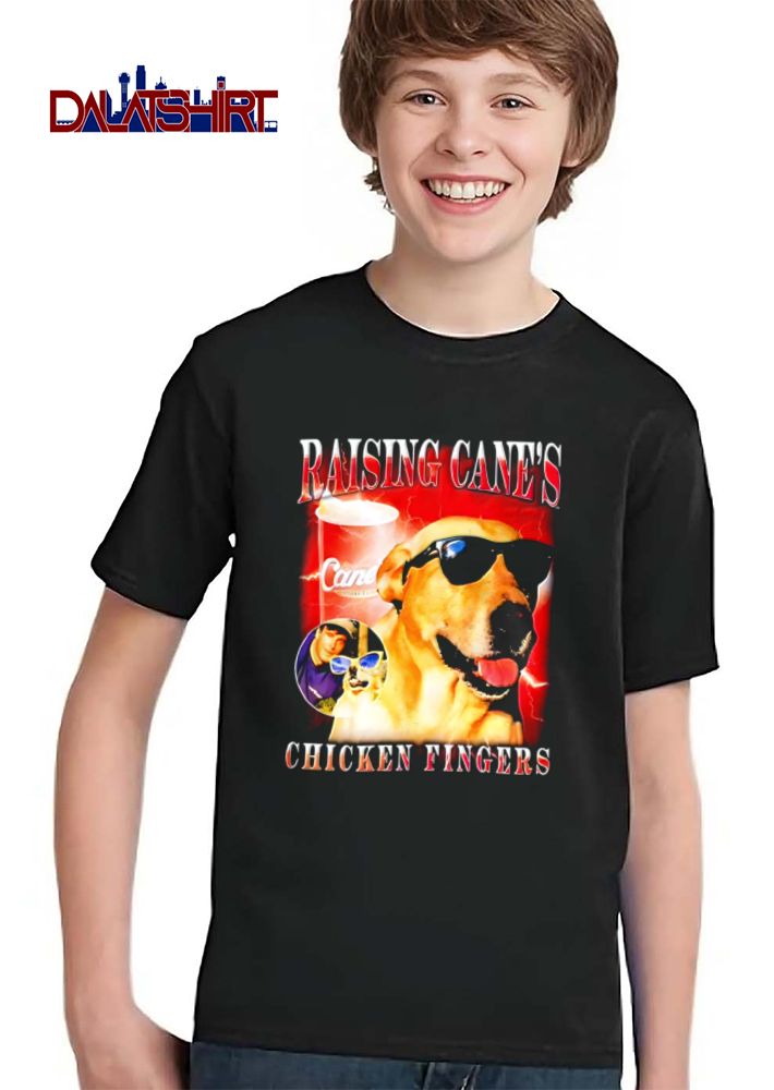 Raising Canes labrador wearing sunglasses cup chicken fingers 1996 shirt