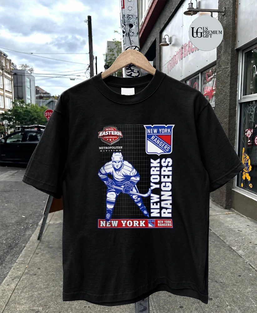 New York Rangers NHL hockey player skating holding stick shirt