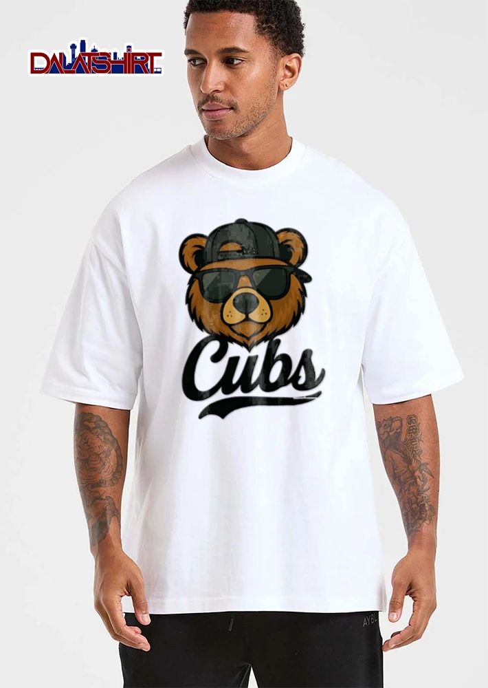 Chicago Cubs bear wearing sunglasses cap cartoon shirt