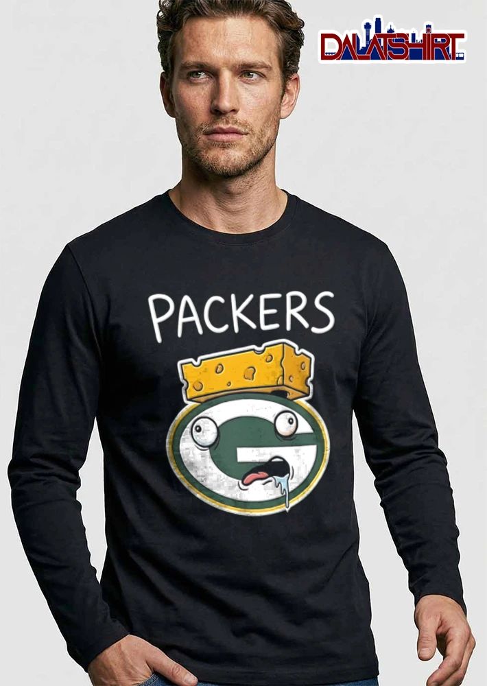 Green Bay Packers logo cheese head drooling cartoon meme shirt