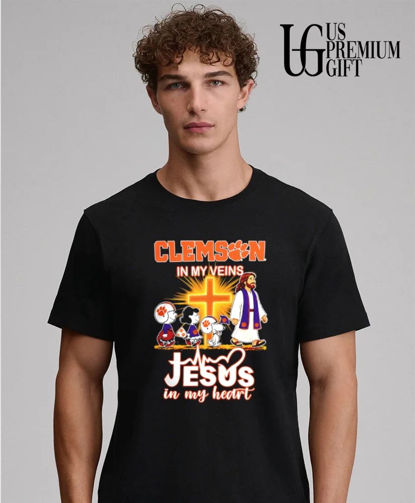 Clemson Tigers x Peanuts in My Veins Jesus in My Heart Walk shirt
