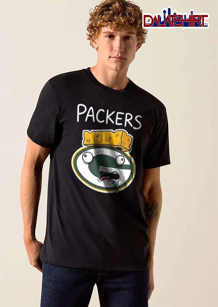 Green Bay Packers logo cheese head drooling cartoon meme shirt