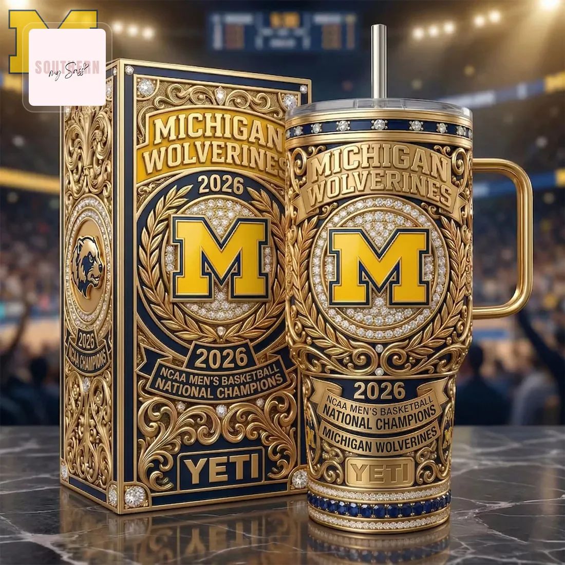 Michigan Wolverines 2026 NCAA Men’s Basketball National Champions Gold Tumbler