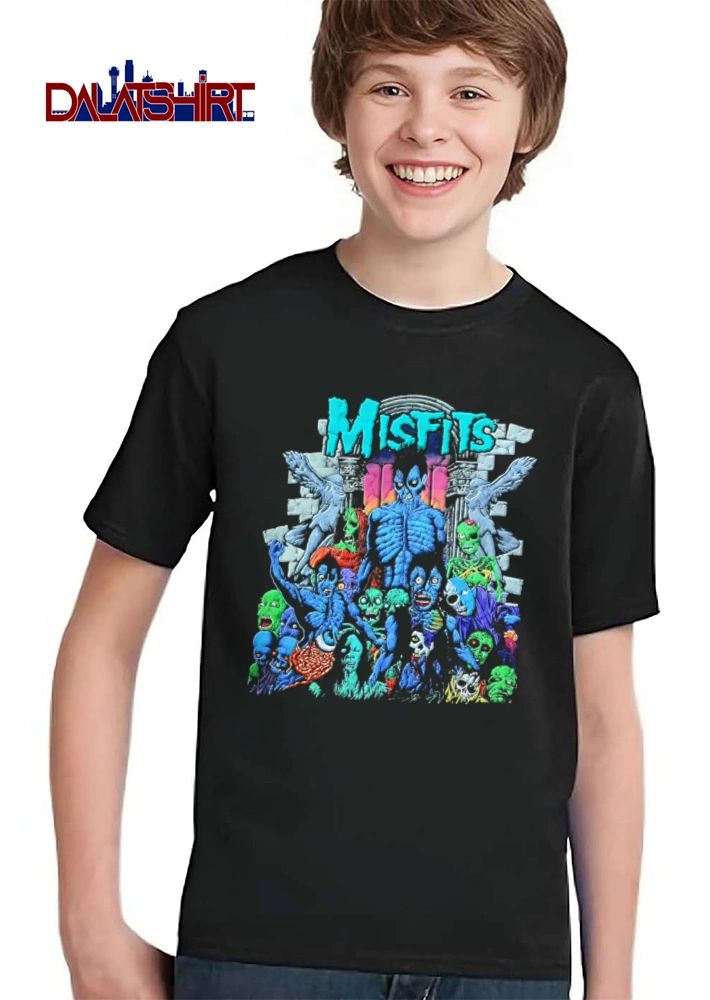 Misfits blue zombies crowd stone archway shirt