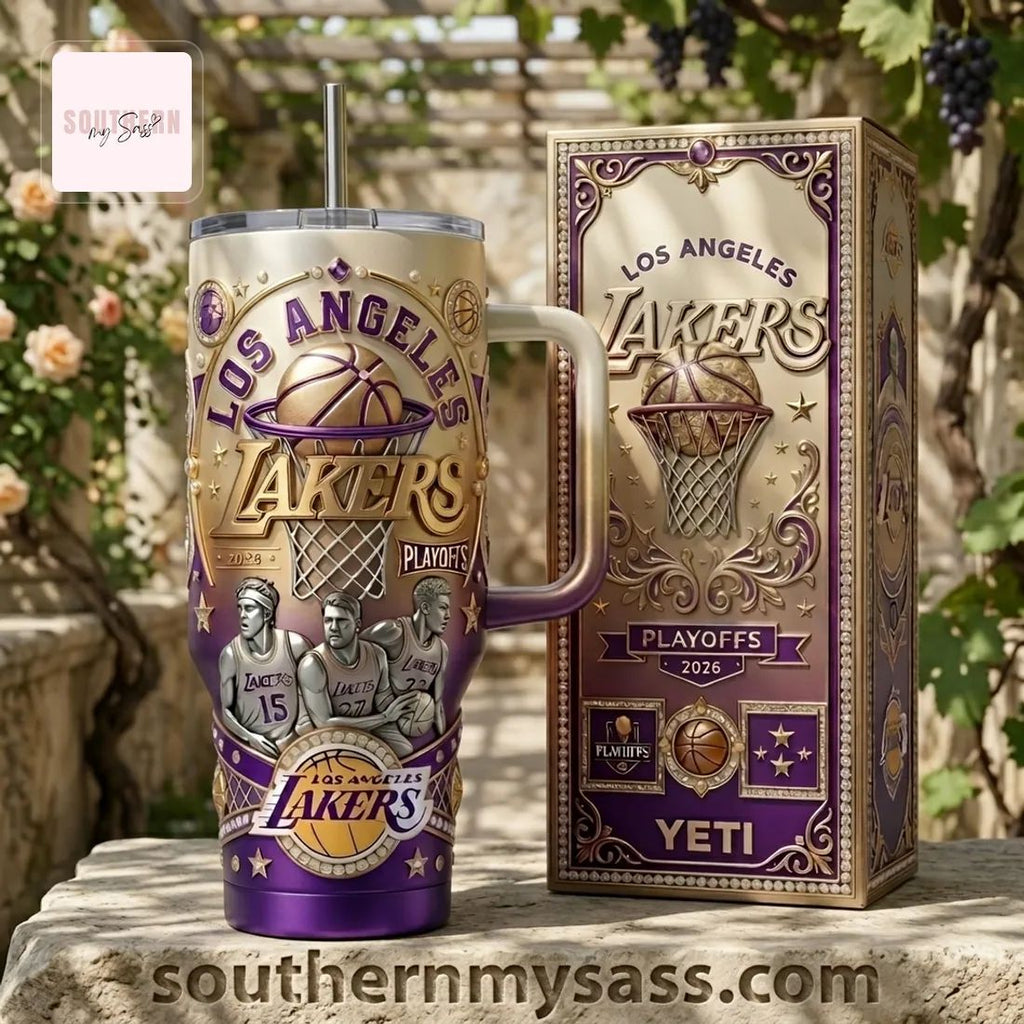 Los Angeles Lakers 2026 Playoffs Premium Gold Purple 40oz Tumbler with Handle