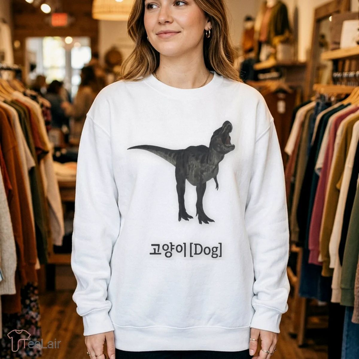 Dinosaur Korean Text Cat Dog Shirt