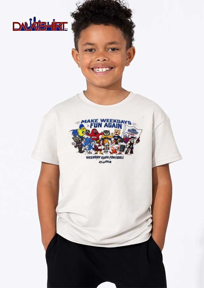 NCAA Conference USA Make Weekdays Fun Again Weekday Cusa Football Cartoon Team Mascots Trophy shirt