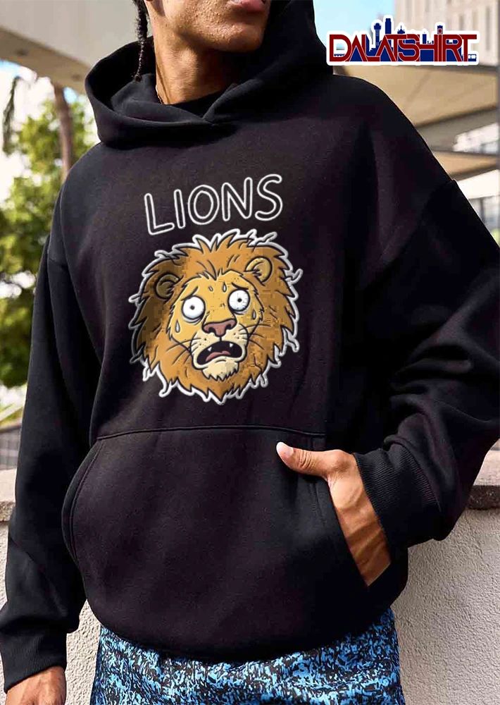 Detroit Lions anxious sweating lion cartoon face meme shirt