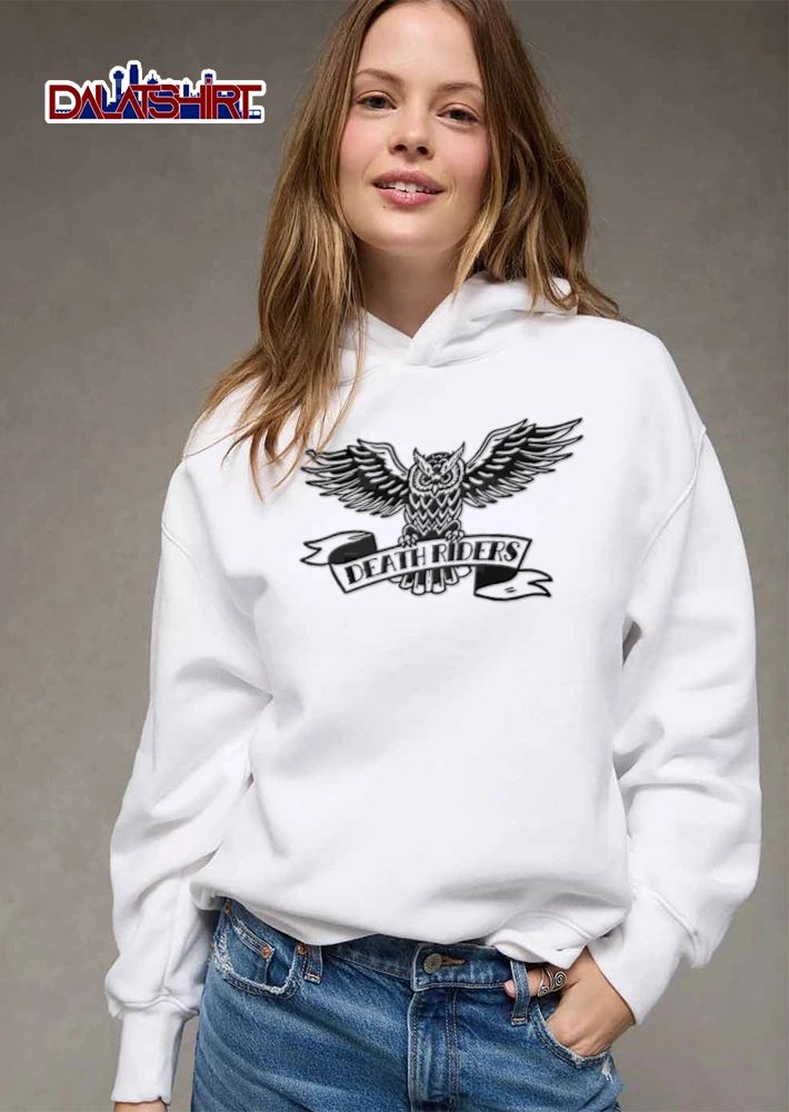 Death Riders owl with wings spread banner shirt