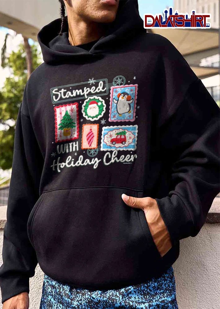 Stamped With Holiday Cheer Christmas stamps tree Santa penguin ornament car shirt