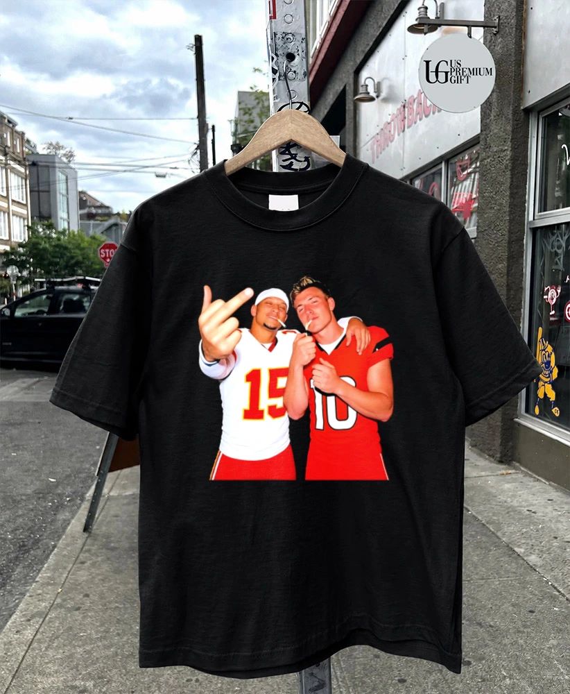 Bo Nix and Patrick Mahomes middle finger cigarettes shirt
