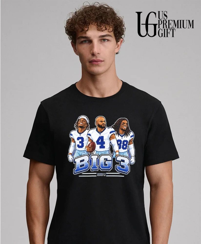 Big 3 Dak Prescott CeeDee Lamb and Micah Parsons Dallas Cowboys 8 bit shirt