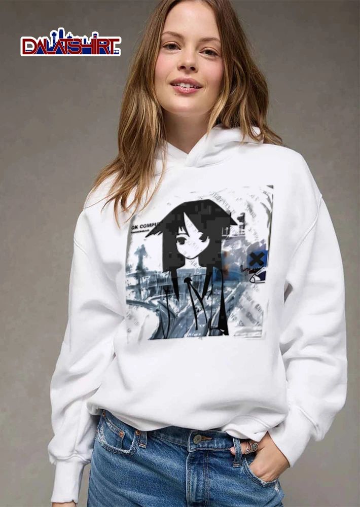 Radiohead Tomoko Kuroki anime girl silhouette abstract background shirt