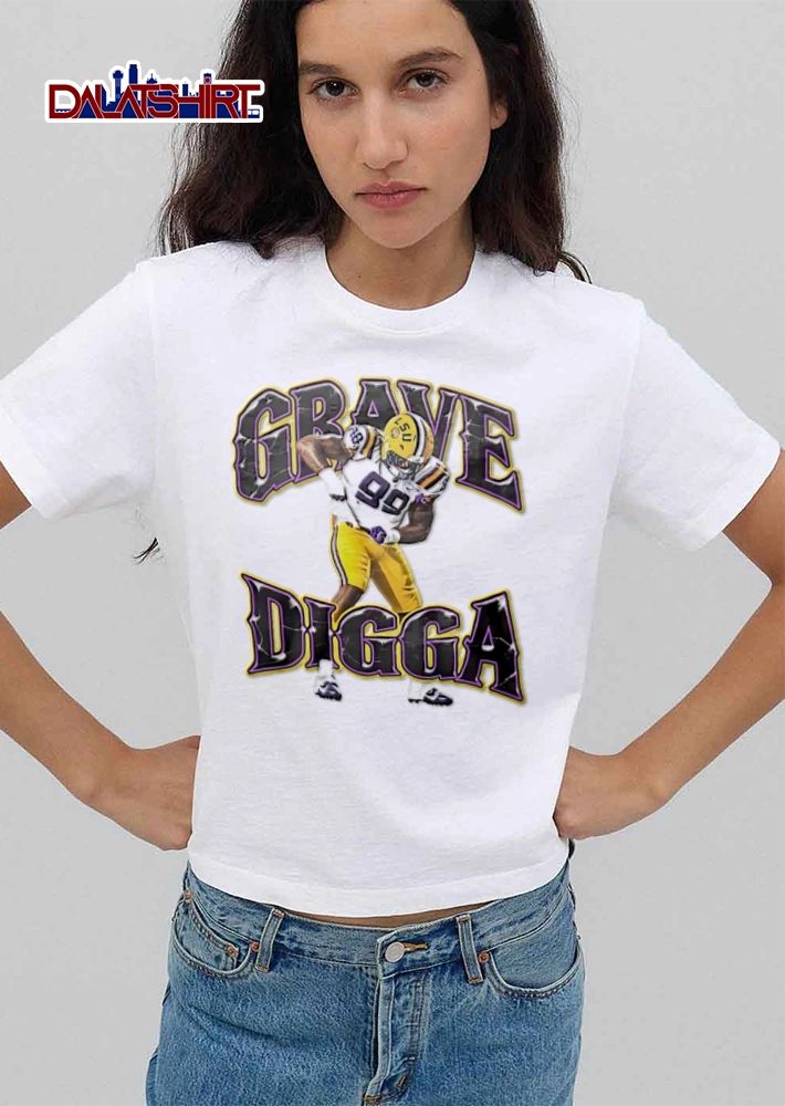 LSU Grave Digga 99 football player celebrating in uniform shirt