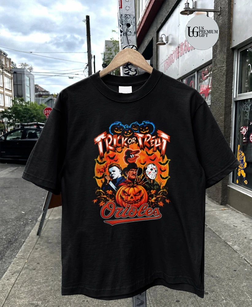 Baltimore Orioles Trick or Treat Horror Characters Halloween shirt