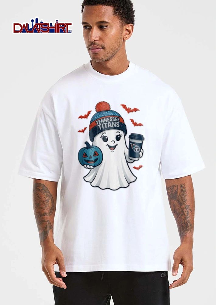 Tennessee Titans ghost wearing beanie holding pumpkin coffee shirt