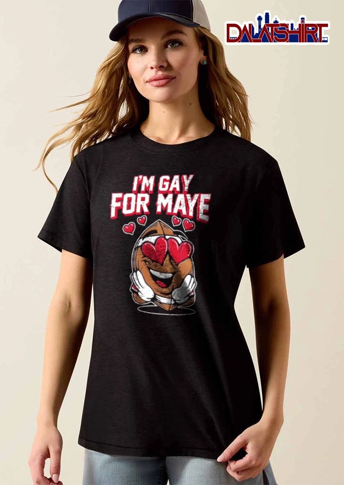 Maye I Am Gay For Maye cartoon football heart eyes smiling shirt