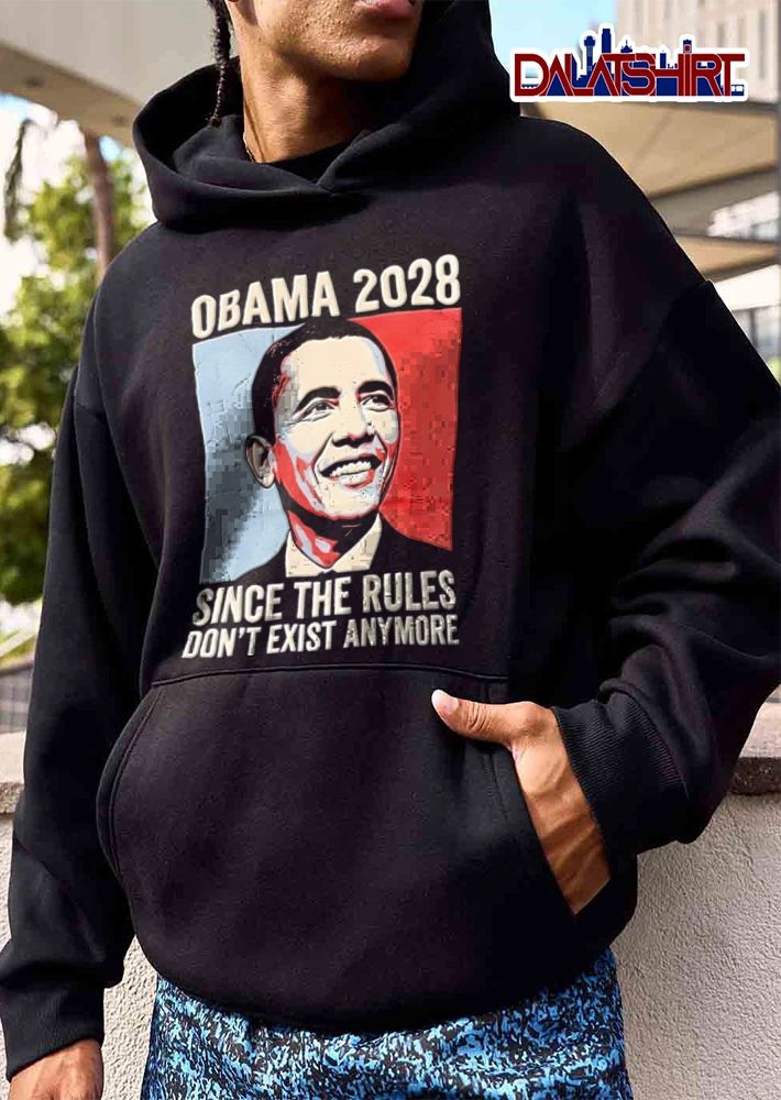 Obama Since The Rules Dont Exist Anymore Barack portrait red blue background 2028 shirt