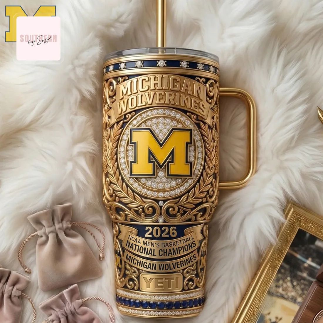 Michigan Wolverines 2026 NCAA Men’s Basketball National Champions Gold Tumbler
