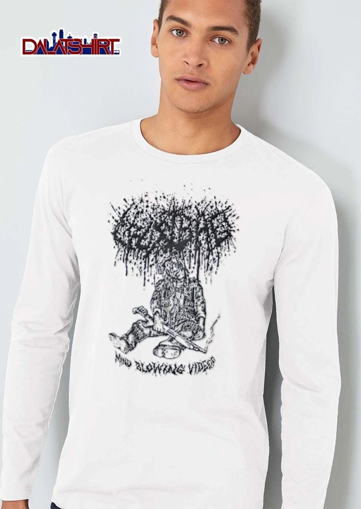 Mind Blowing Videos man sitting holding shotgun illustration shirt