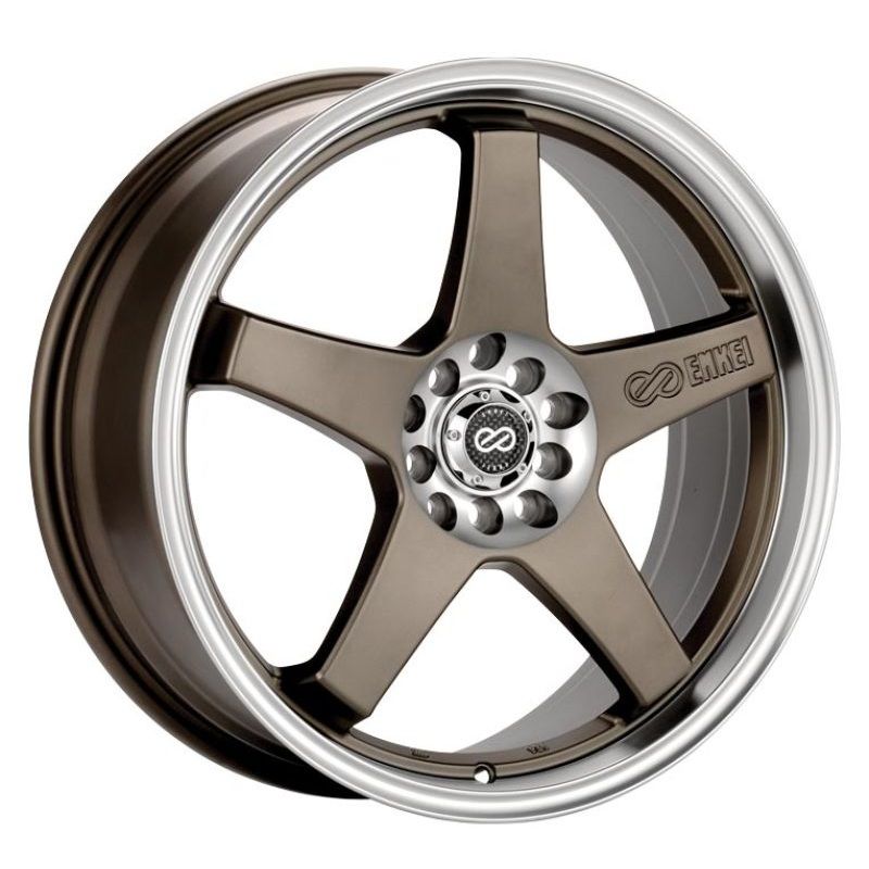 Enkei EV5 17×7 5×100/114.3 38mm Offset 72.6 Bolt DiameterMatte Bronze w/ Machined Lip Wheel