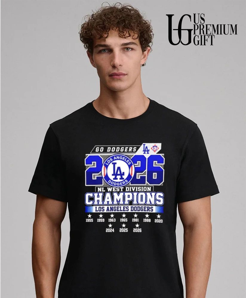 Los Angeles Dodgers Go Dodgers 2026 NL West Division Champions 10 Stars logo shirt