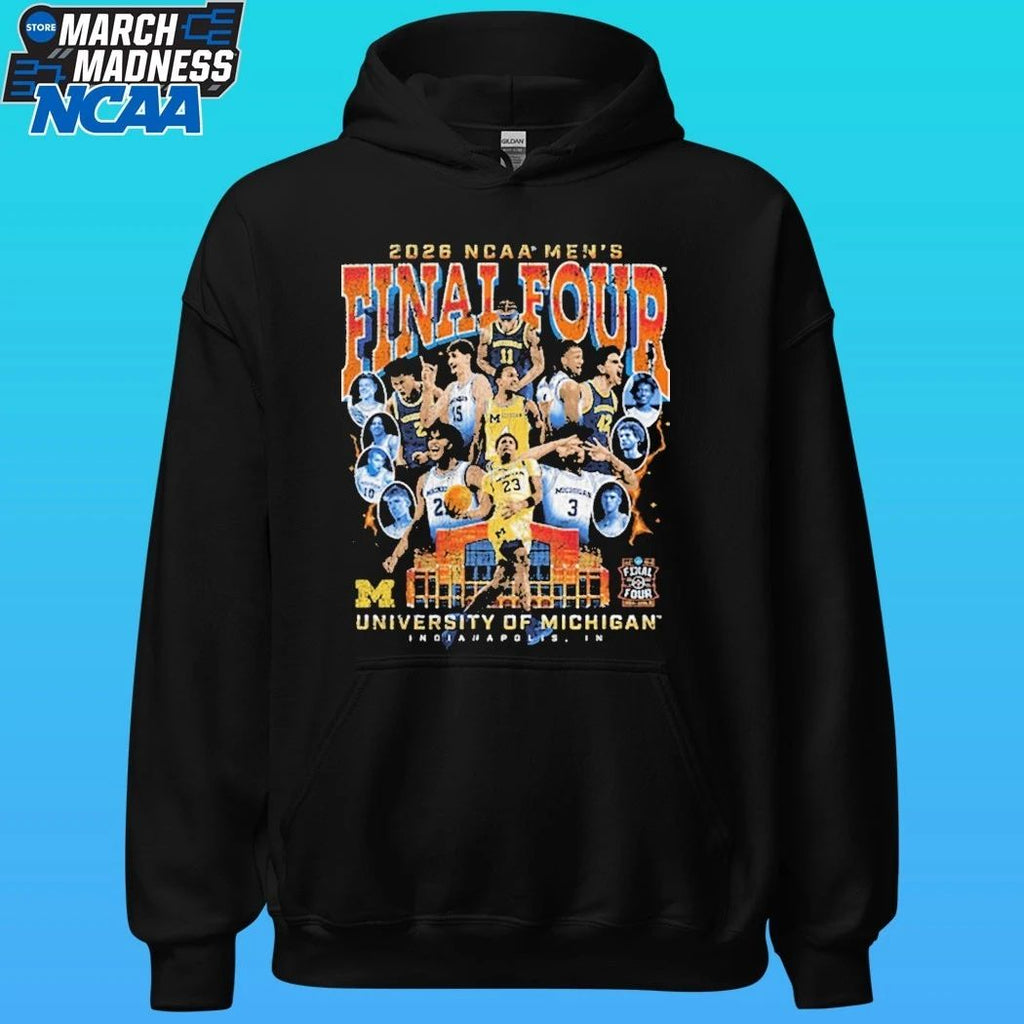 Michigan Wolverines Men’s Basketball Campus Ink 2026 Final Four Team Shirt