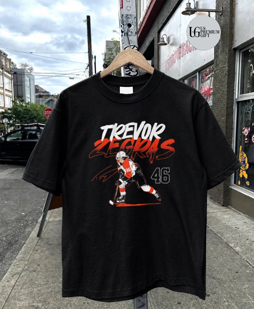 Trevor Zegras Philadelphia Flyers hockey slap shot number signature shirt