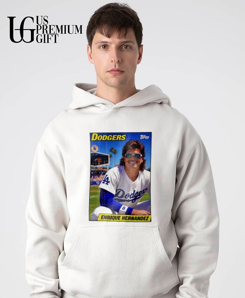 David Vassegh wearing Enrique Hernandez Dodgers shirt