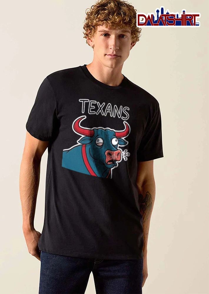 Houston Texans cartoon bull with crossed eyes meme shirt
