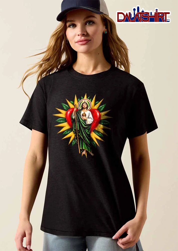 Saint Jude holding staff heart shirt