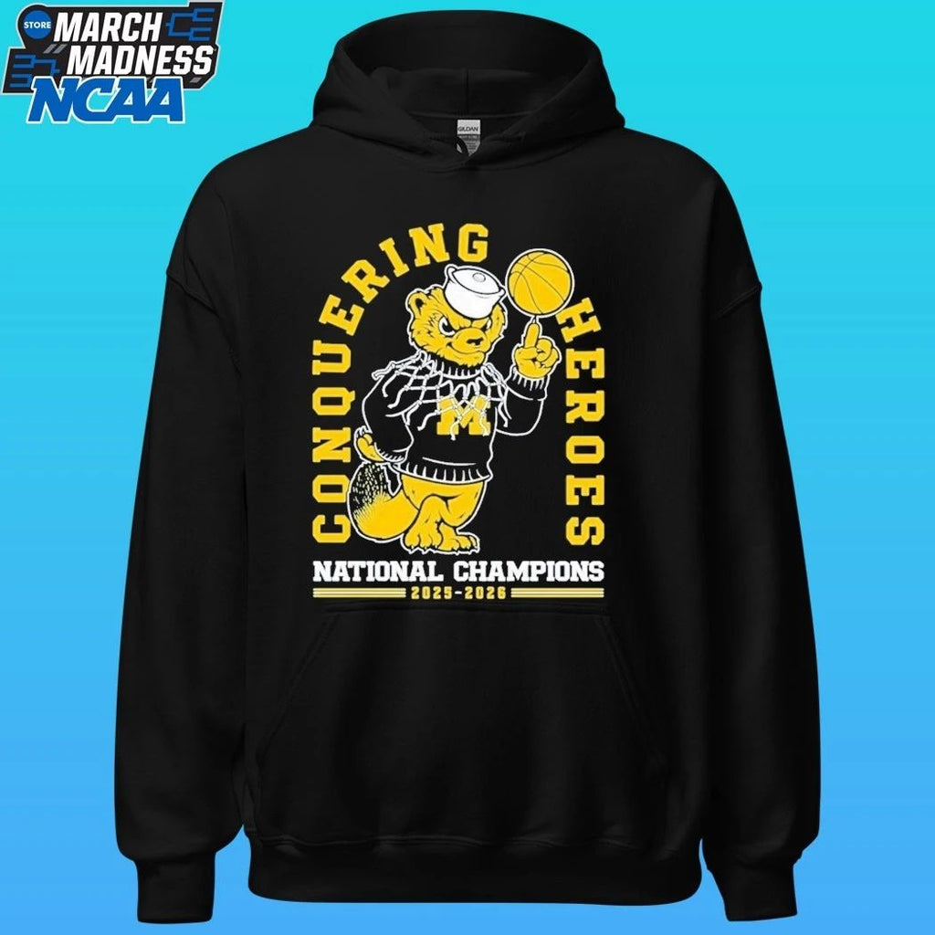 Michigan Wolverines 2026 National Champions Conquering Hero’s Basketball Shirt