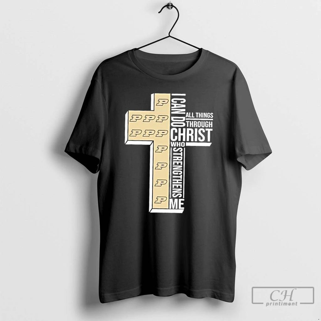 Classic I Can Do All Things Through Christ Who Strengthens Me Purdue Boilermakers Football Cross