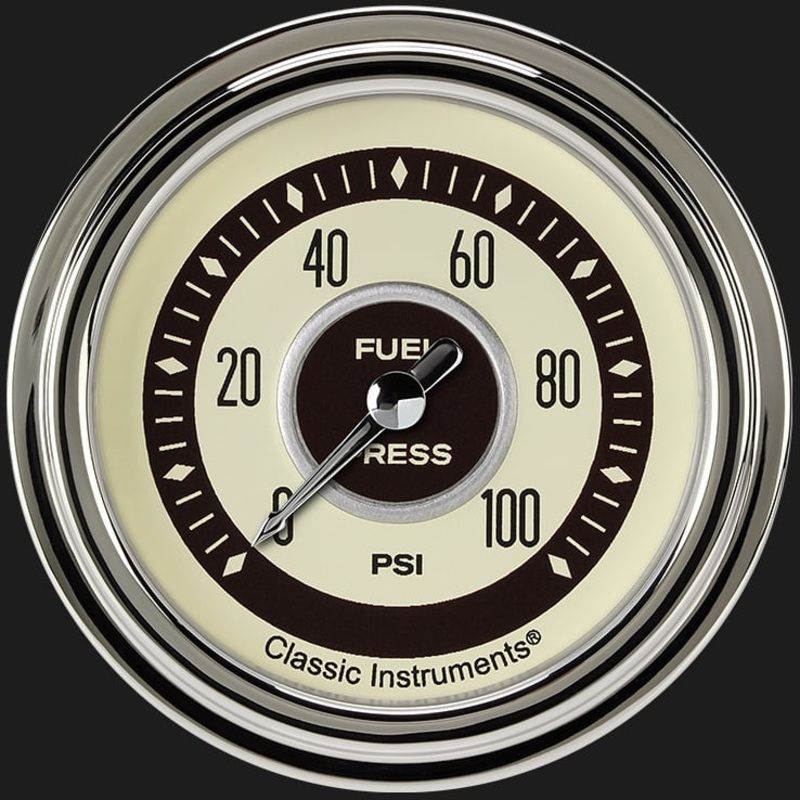 Classic Instruments Nostalgia VT 2 5/8″ Fuel Pressure Gauge, 100 PSI