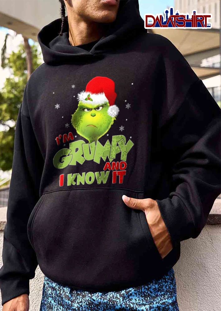 Im Grumpy And I Know It green furry creature Santa hat shirt
